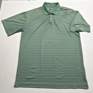 Nike Golf Polo Men's Large Green/White Striped Short Sleeve Dri-Fit Men's Large